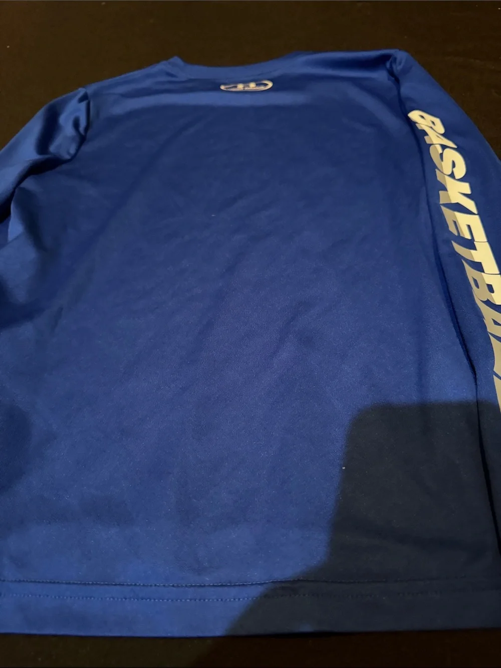 Under Armour Royal Blue Long Sleeve Athletic Top with White Logo